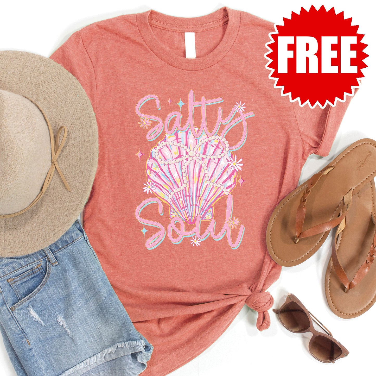 Salty Soul Tee - Heather Papaya - 0