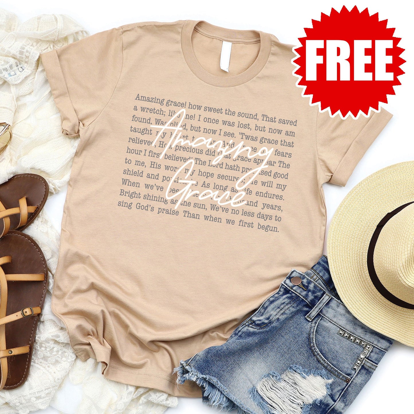 Amazing Grace Tee - Heather Sand Dune - 0