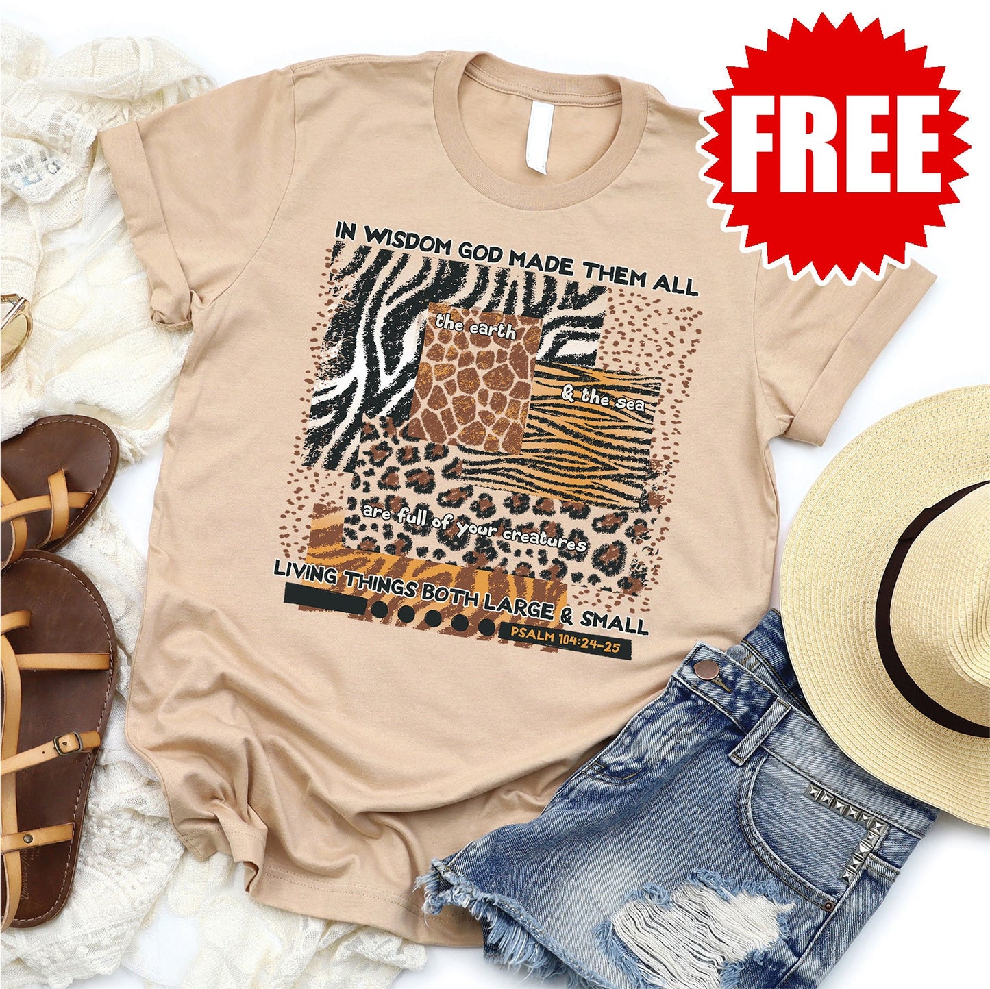 All Gods Creatures Tee - Heather Sand Dune - 0 Style001