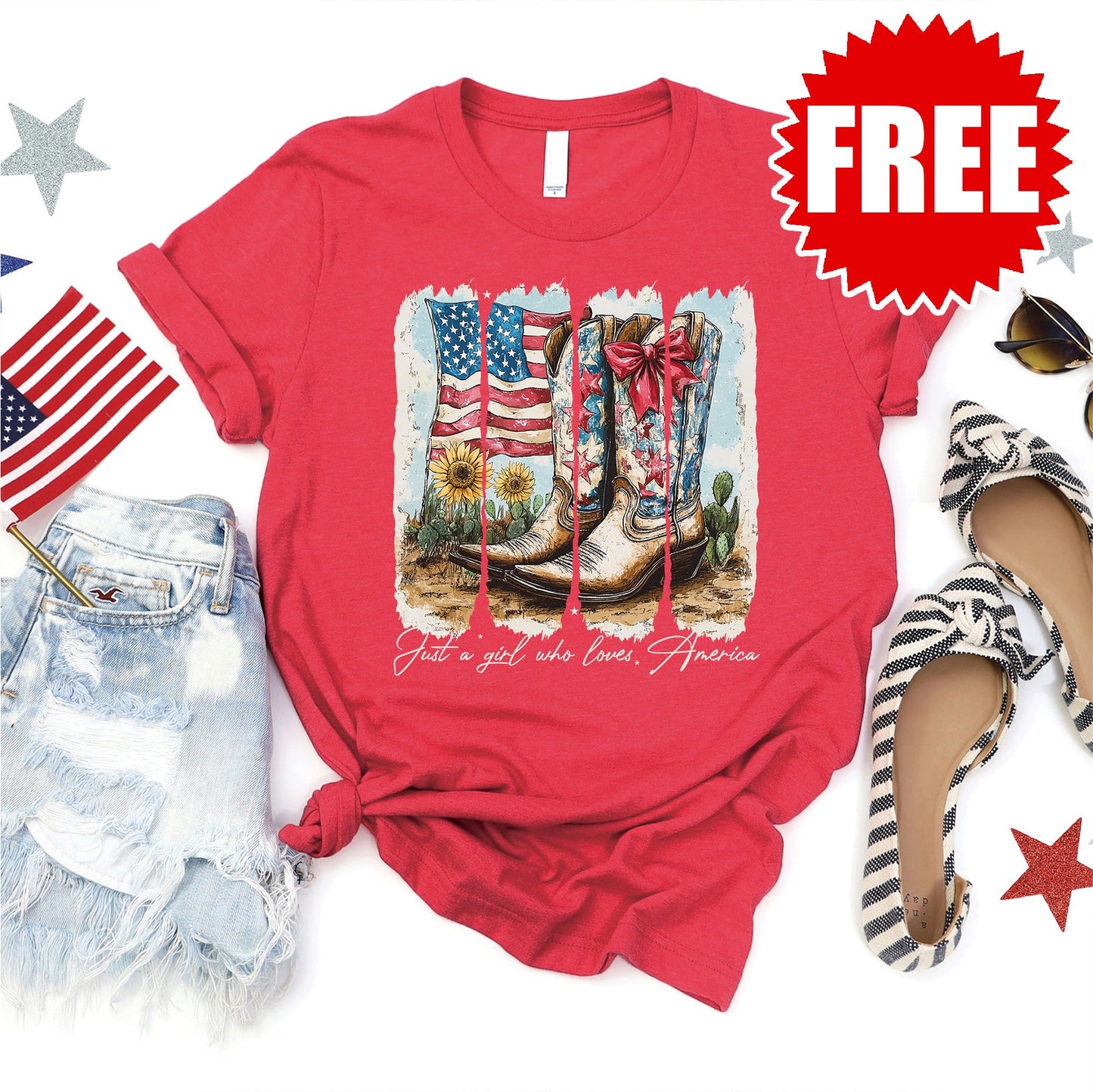 Boots Tee - Heather Scarlet - 0