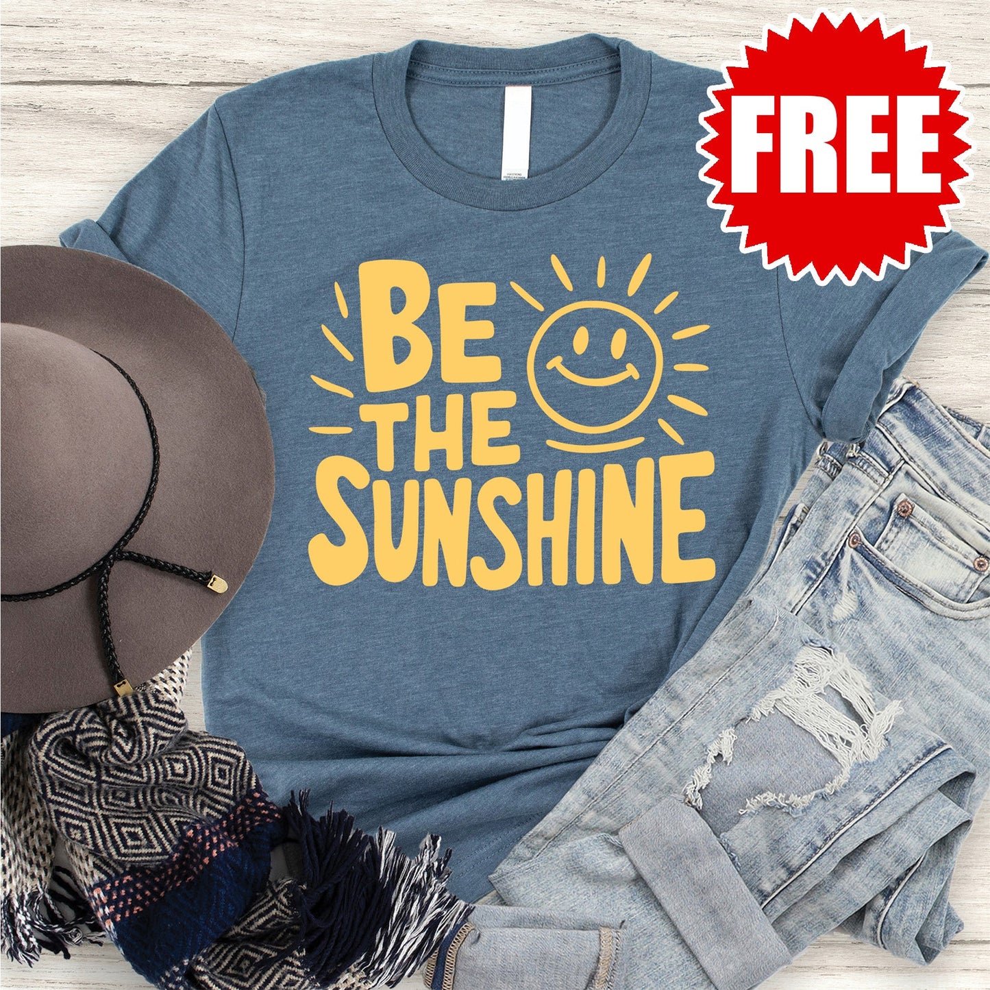 Be the Sunshine Tee - Heather Slate - 0