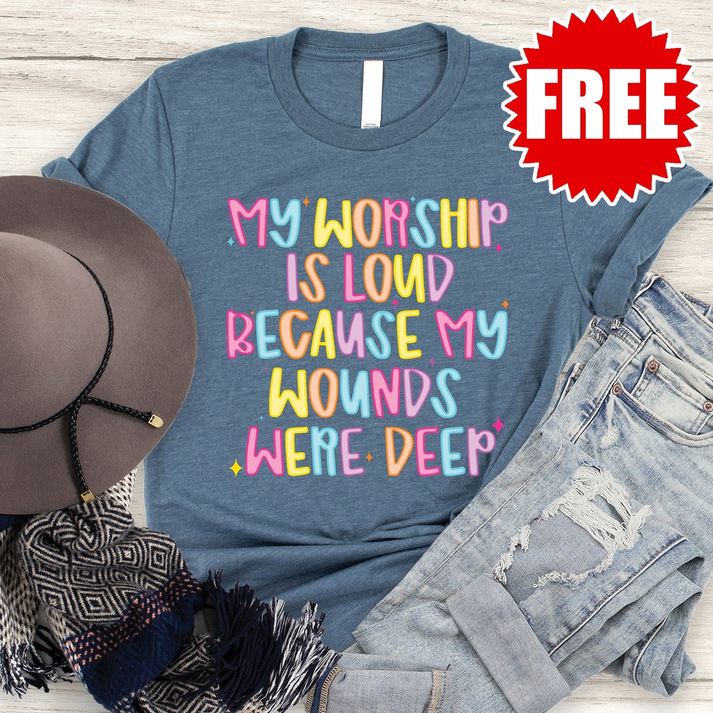 My Worship is Loud Tee - Heather Slate - 0