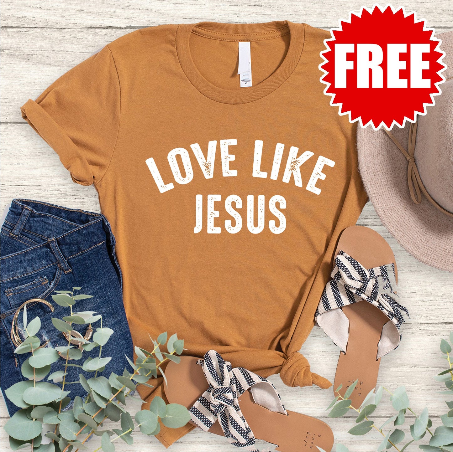 Love Like Jesus Tee - Heather Toast - 0