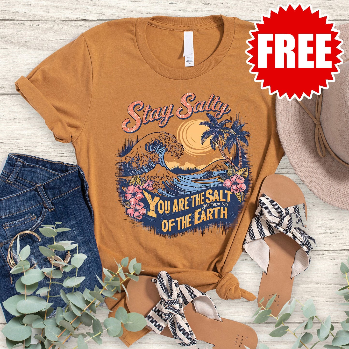 Stay Salty Tee - Heather Toast - 0