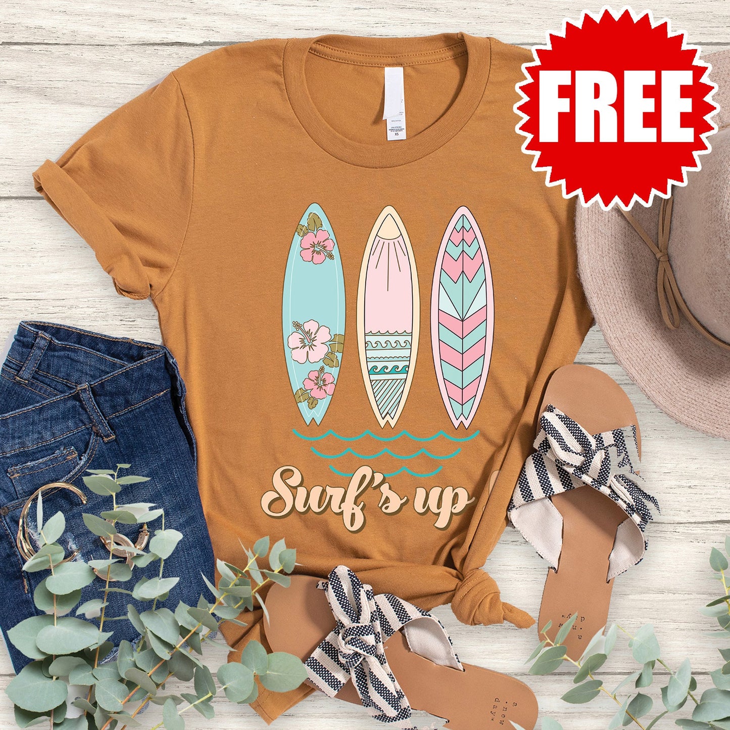Surf's Up Tee - Heather Toast - 0