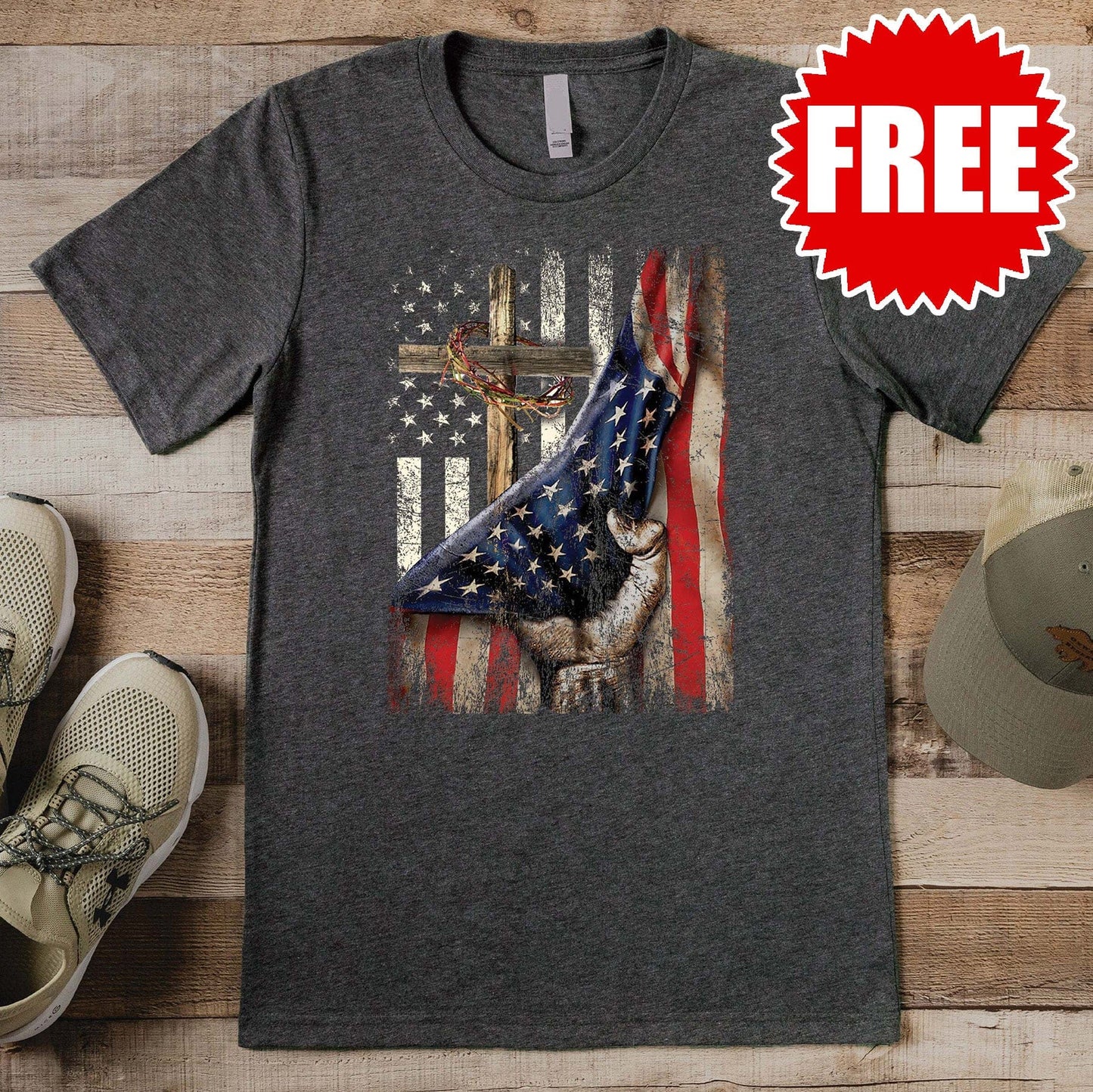 Flag Cross Men's Tee - 0 Style001