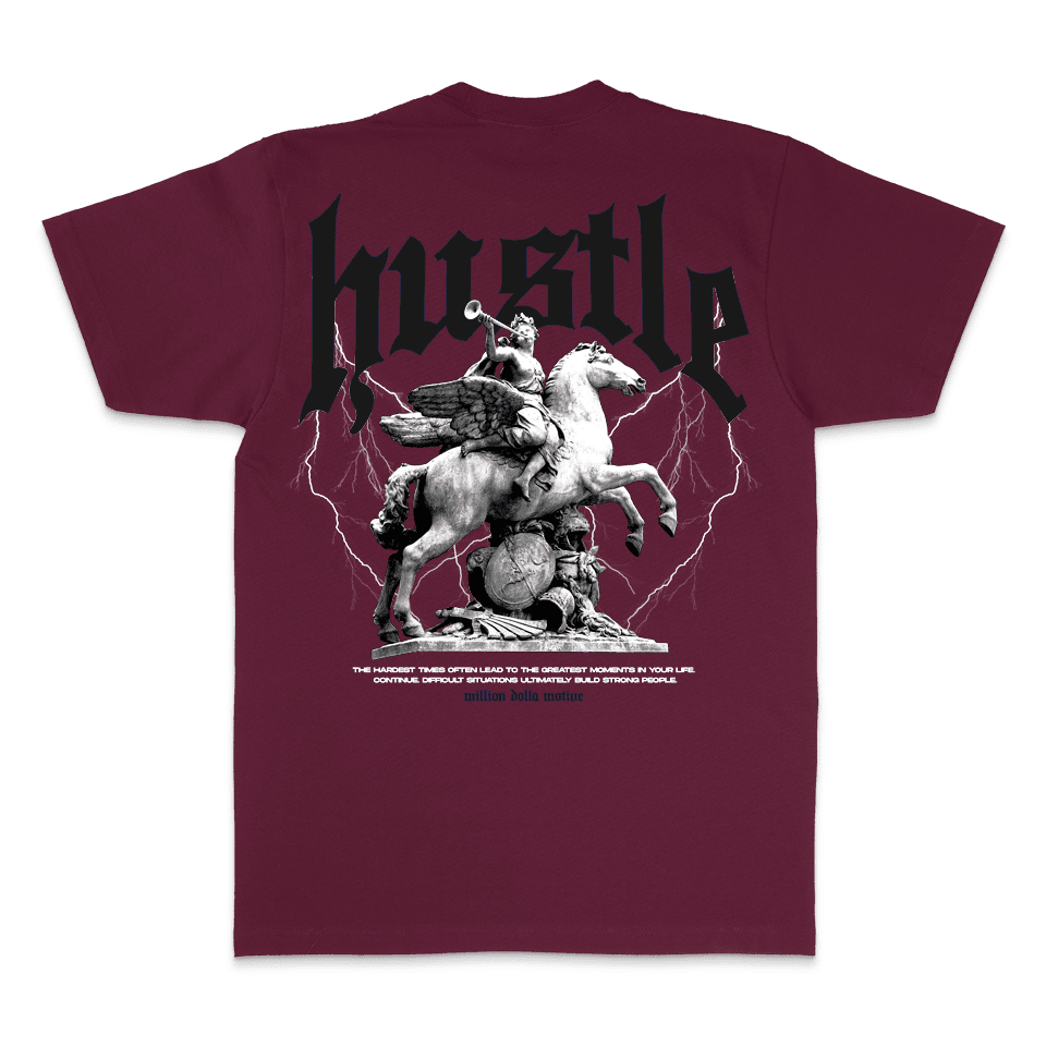 Hustle Builds Strong People - Maroon T-Shirt