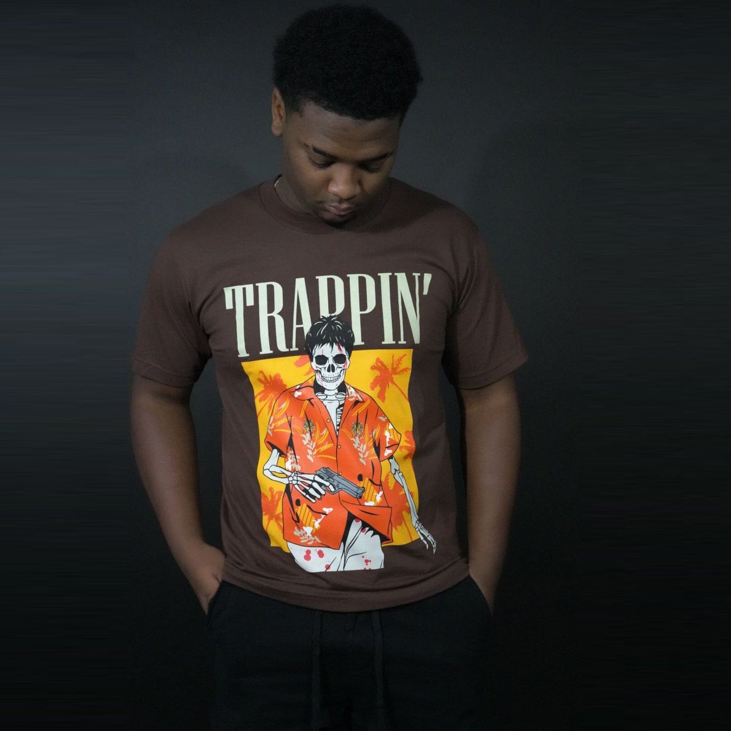 Trappin Skullface - Brown T-Shirt