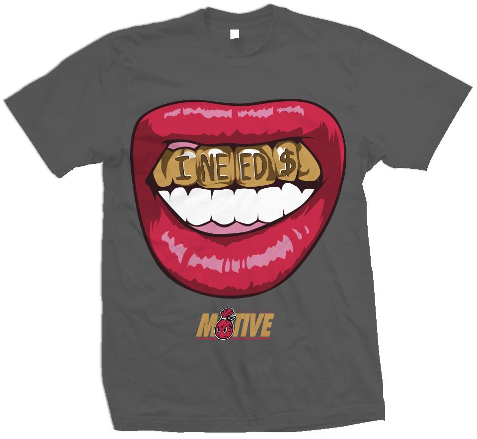 I Need Money - Infrared on D Grey T-Shirt