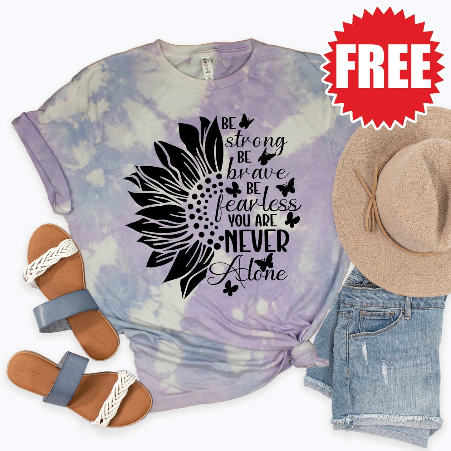 Be Strong Tee - Lavender Sky Tie Dye - 0