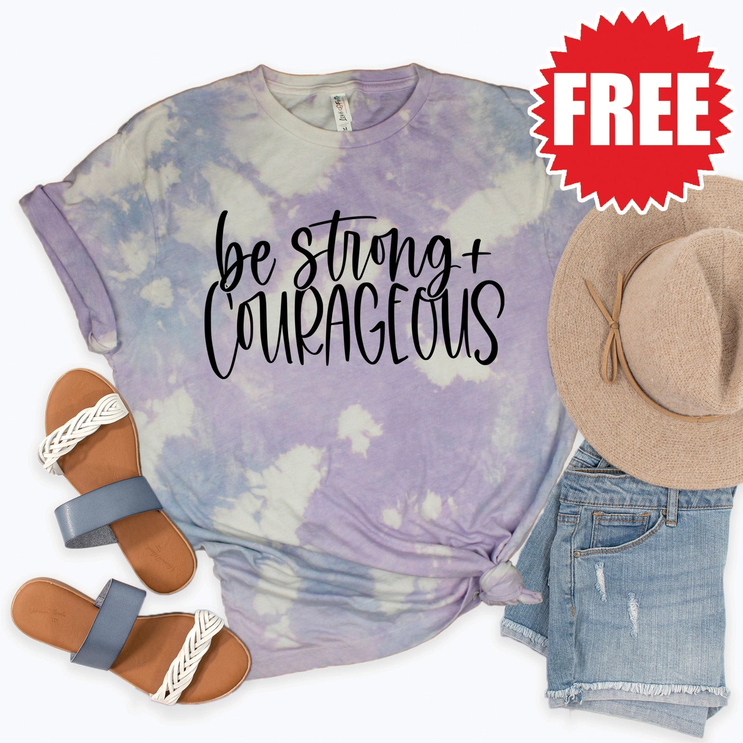 Be Strong Tee - Lavender Sky Tie Dye - 0 Style001