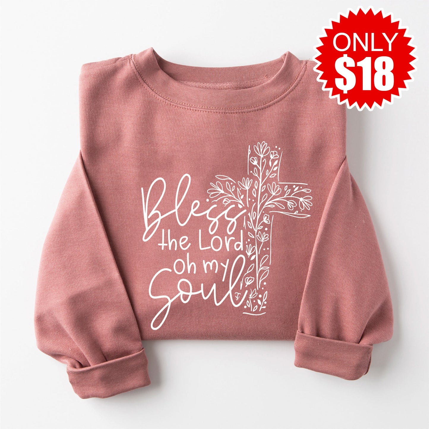 Bless The Lord Crewneck Sweatshirt - Heather Mauve
