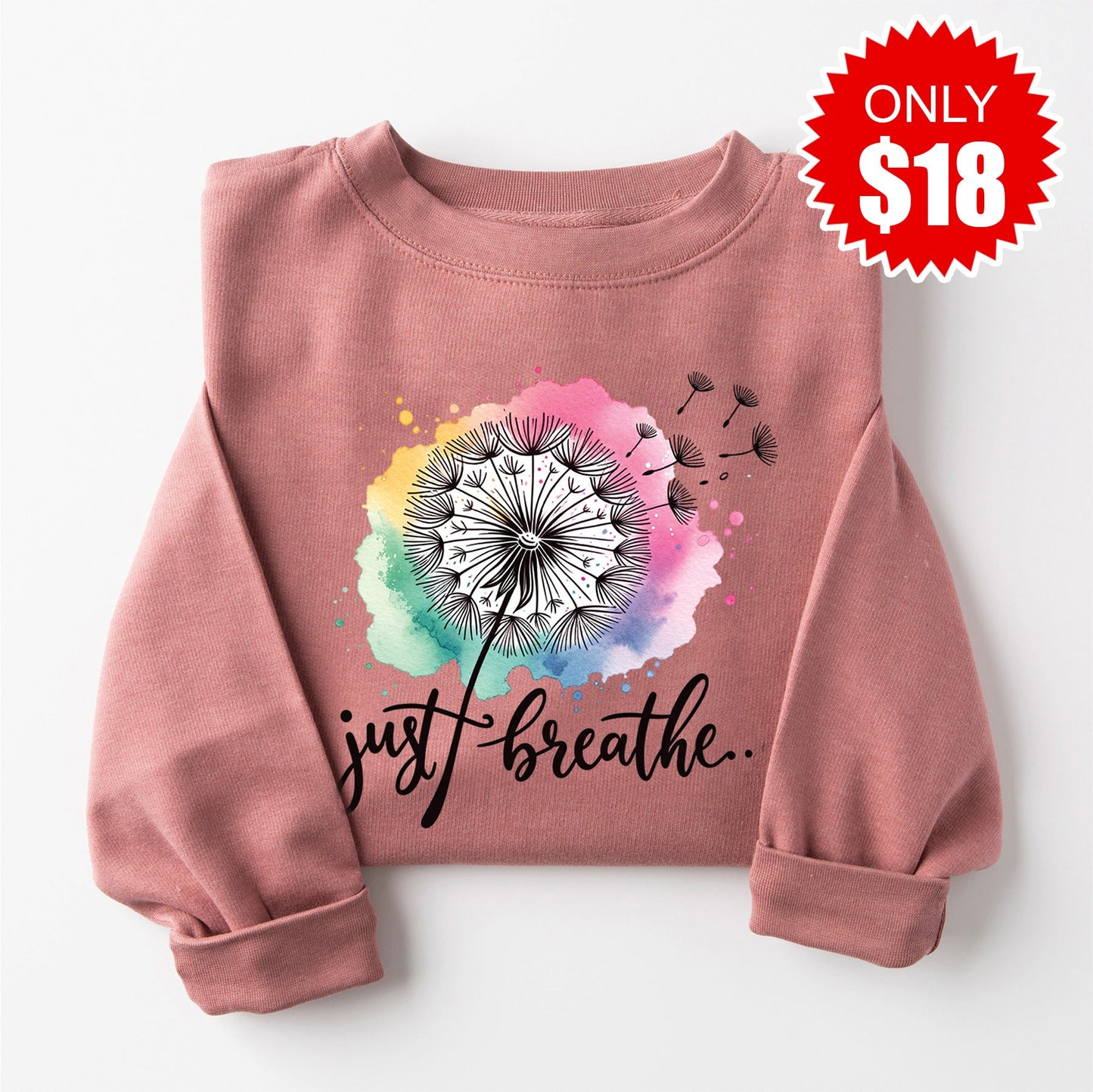 Just Breathe Sweatshirt - Heather Mauve - 18