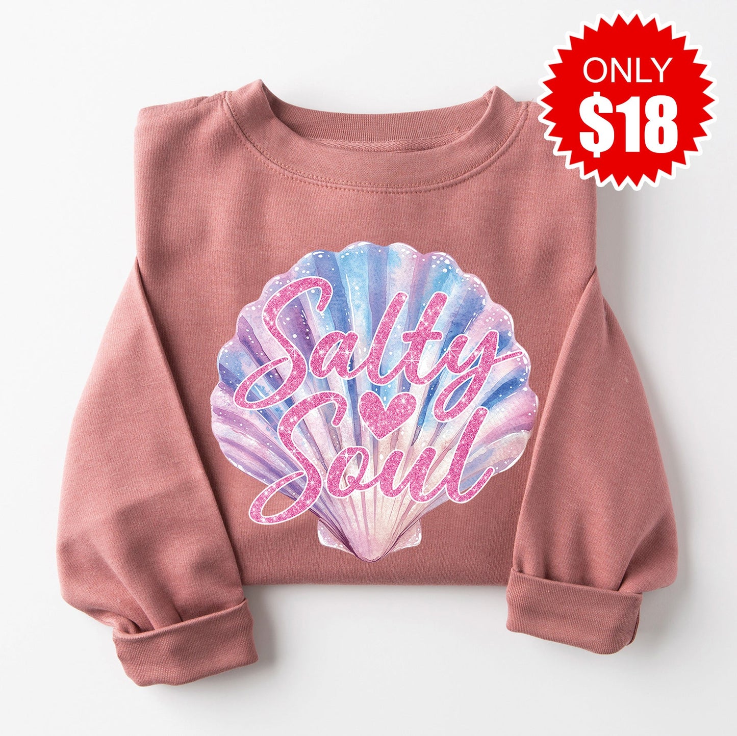 Salty Soul Shell Sweatshirt - Heather Mauve - 18