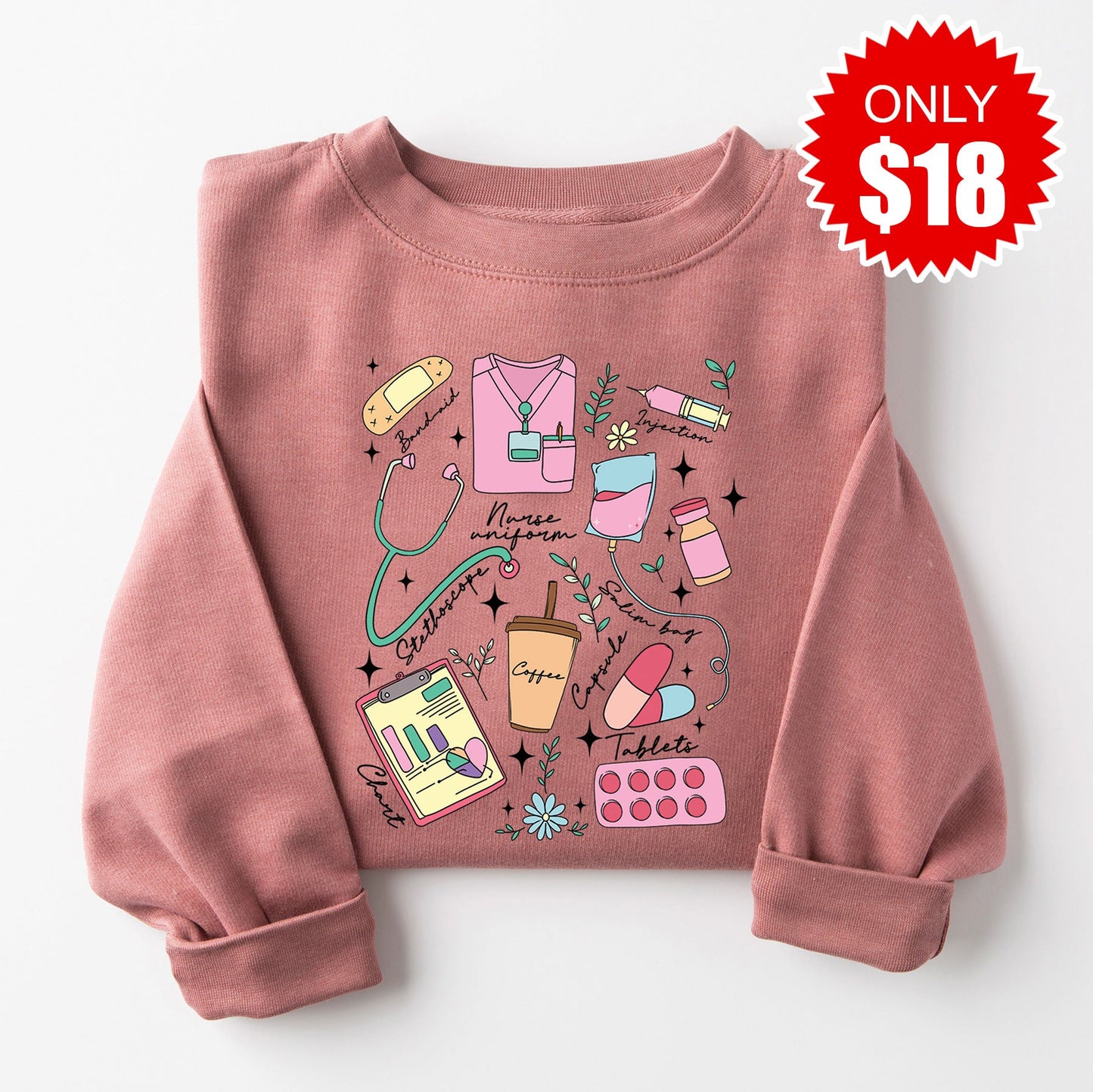 Nurse Stuff 2 Sweatshirt - Heather Mauve - 18