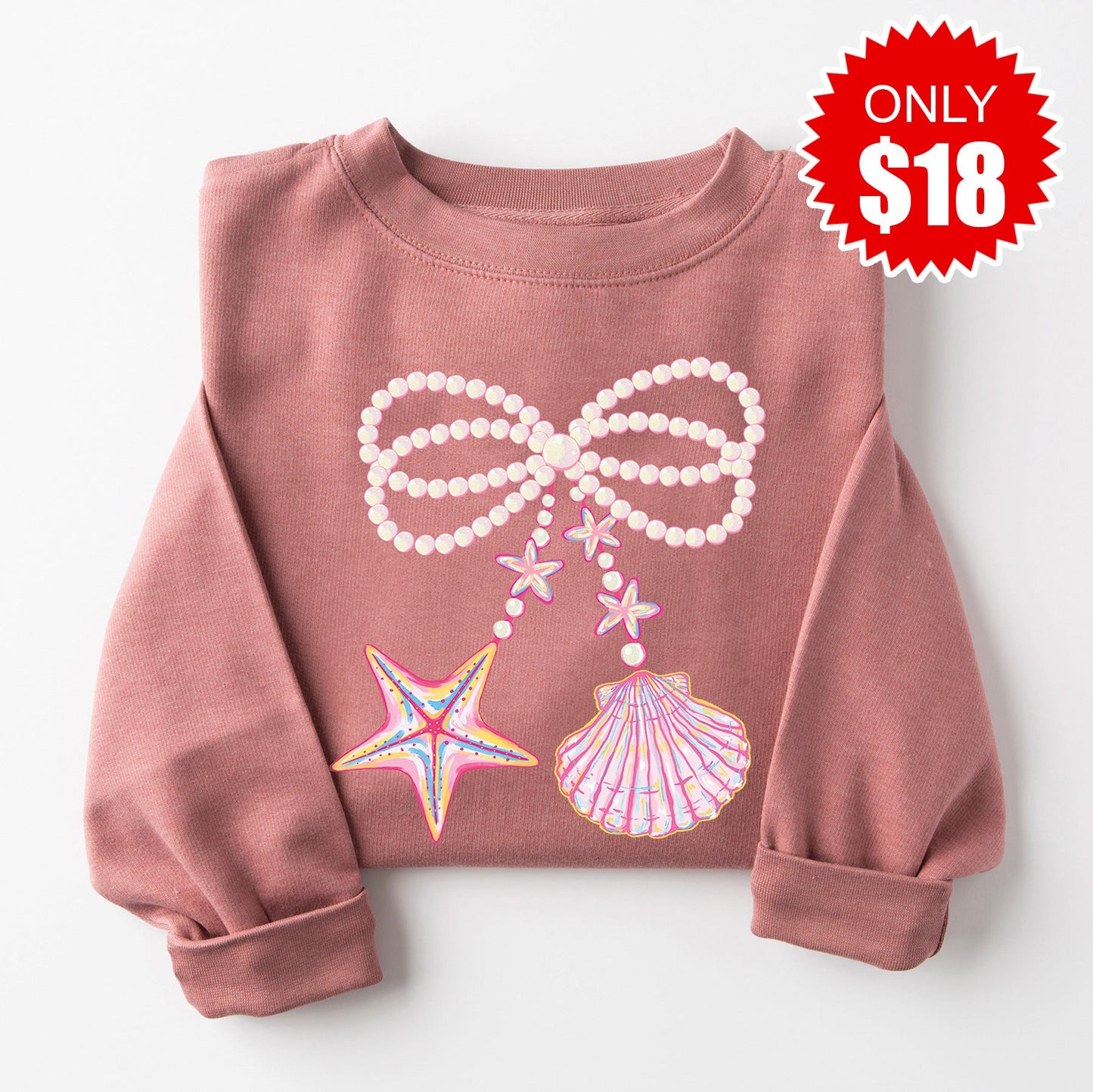 Shells and Pearls Sweatshirt - Heather Mauve - 18