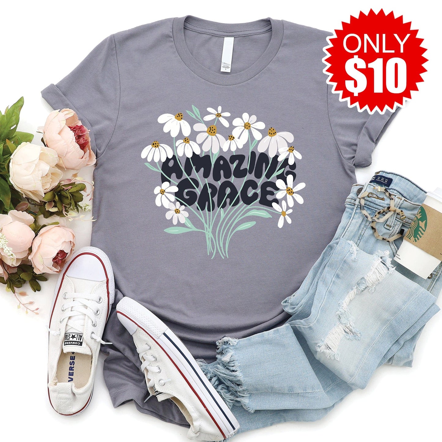 Amazing Grace Flowers Tee - 10
