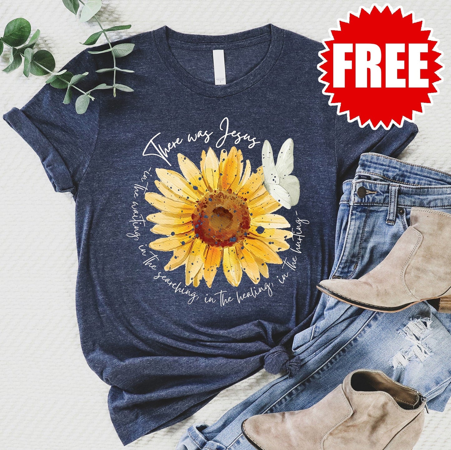 There Was Jesus Flower Tee - 0