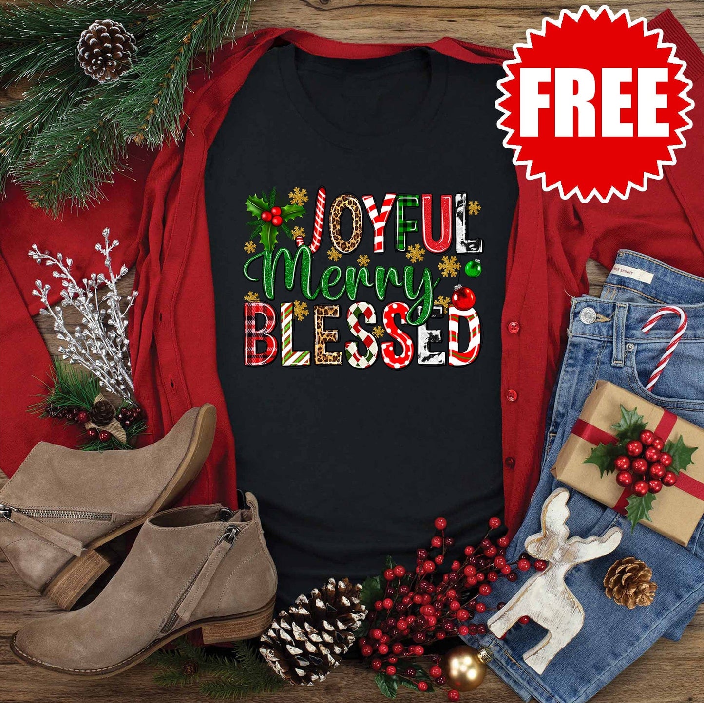 Joyful Merry Blessed Tee - 0