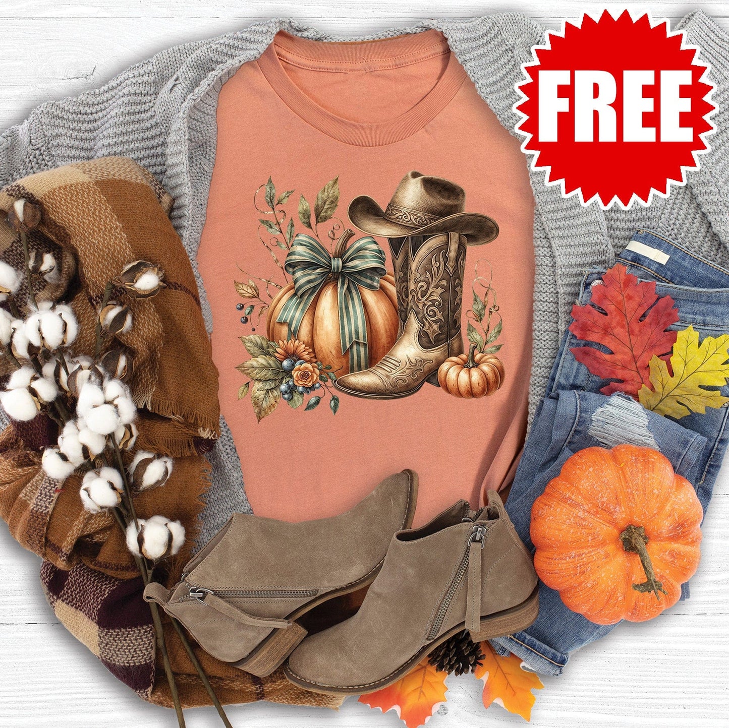 Pumpkin & Boots Tee - 0