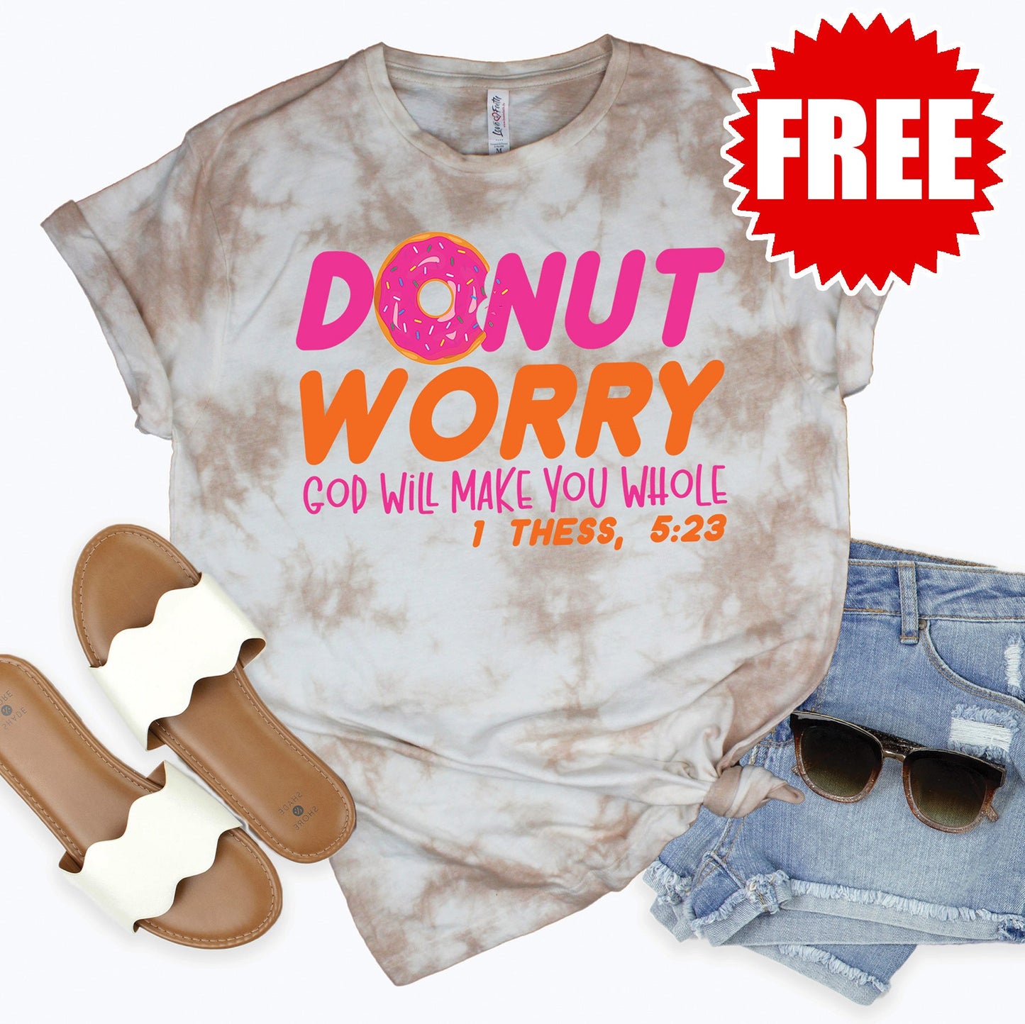 God Will Make You Whole Tee - Oatmeal Splash Tie Dye - 0
