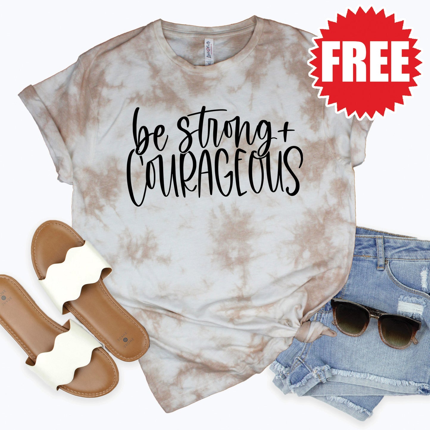 Be Strong Tee - Oatmeal Splash Tie Dye - 0 Style001