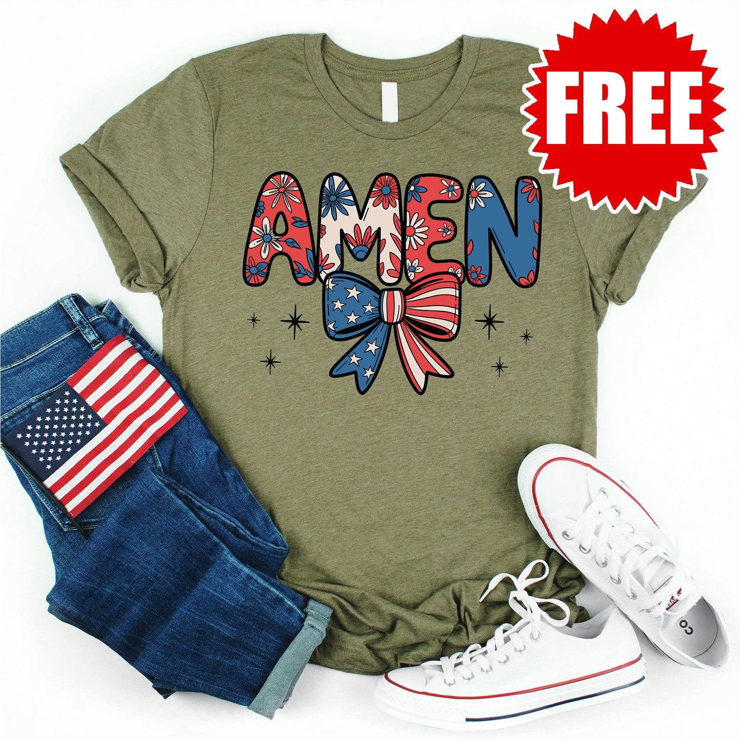 Amen Tee - Heather Olive - 0