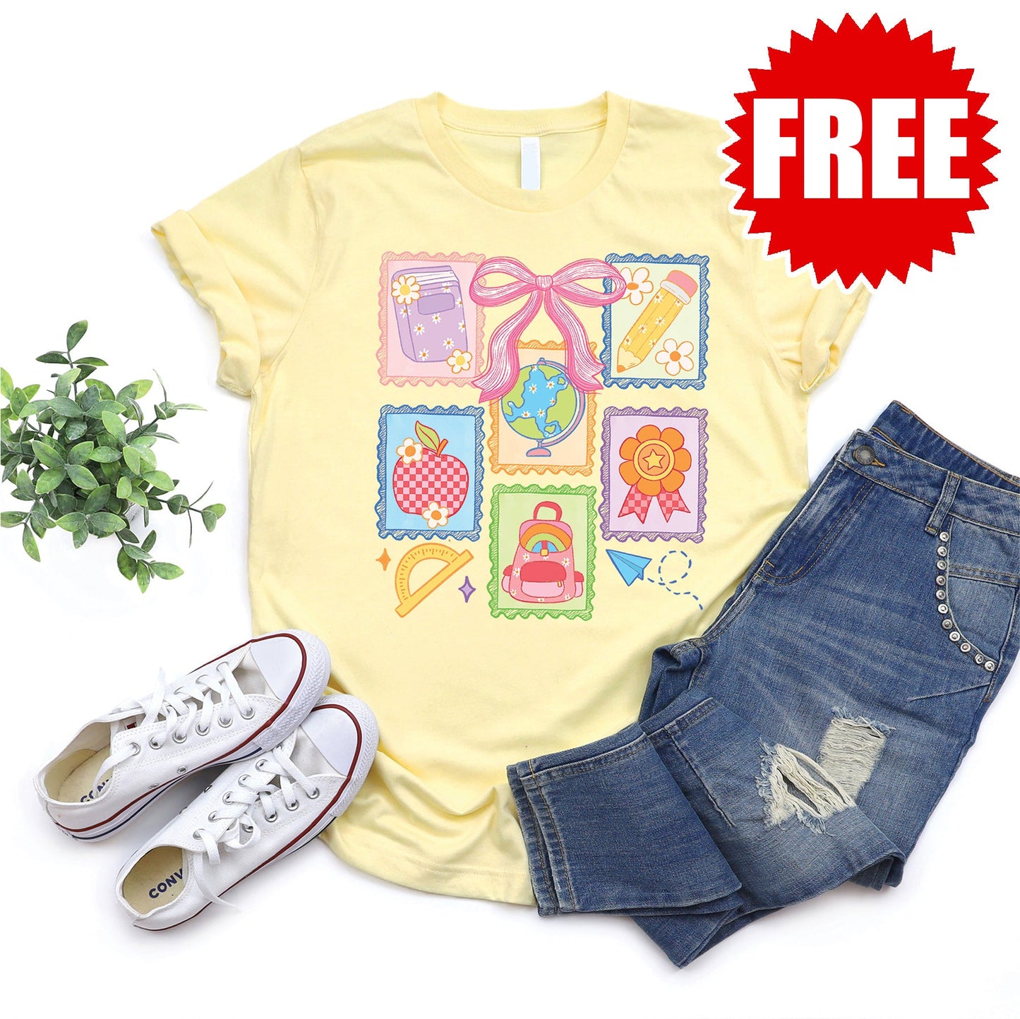 School Stuff Tee - Heather Pale Yellow - 0