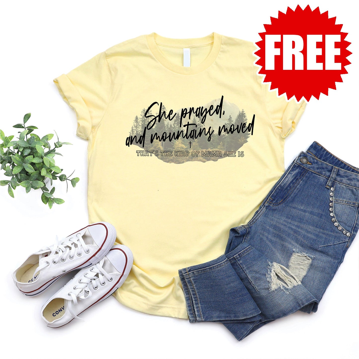 She Prayed Tee - Heather Pale Yellow - 0