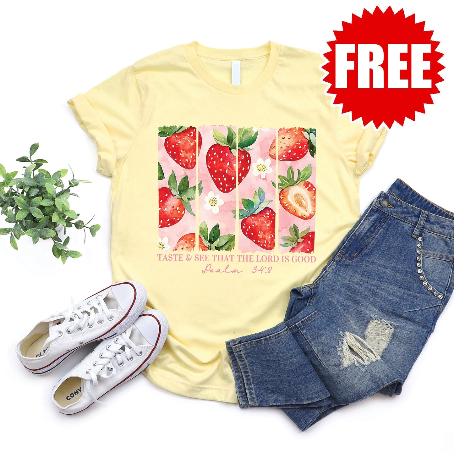 The Lord is Good Tee - Heather Pale Yellow - 0