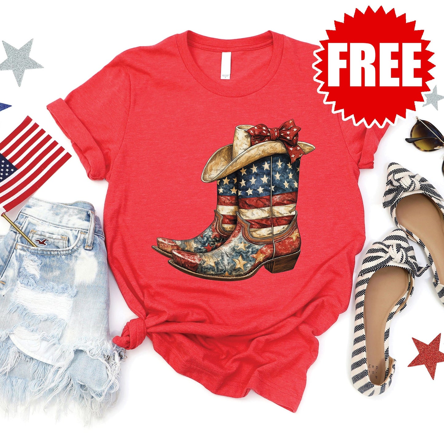Boots Tee - Heather Red - FREE
