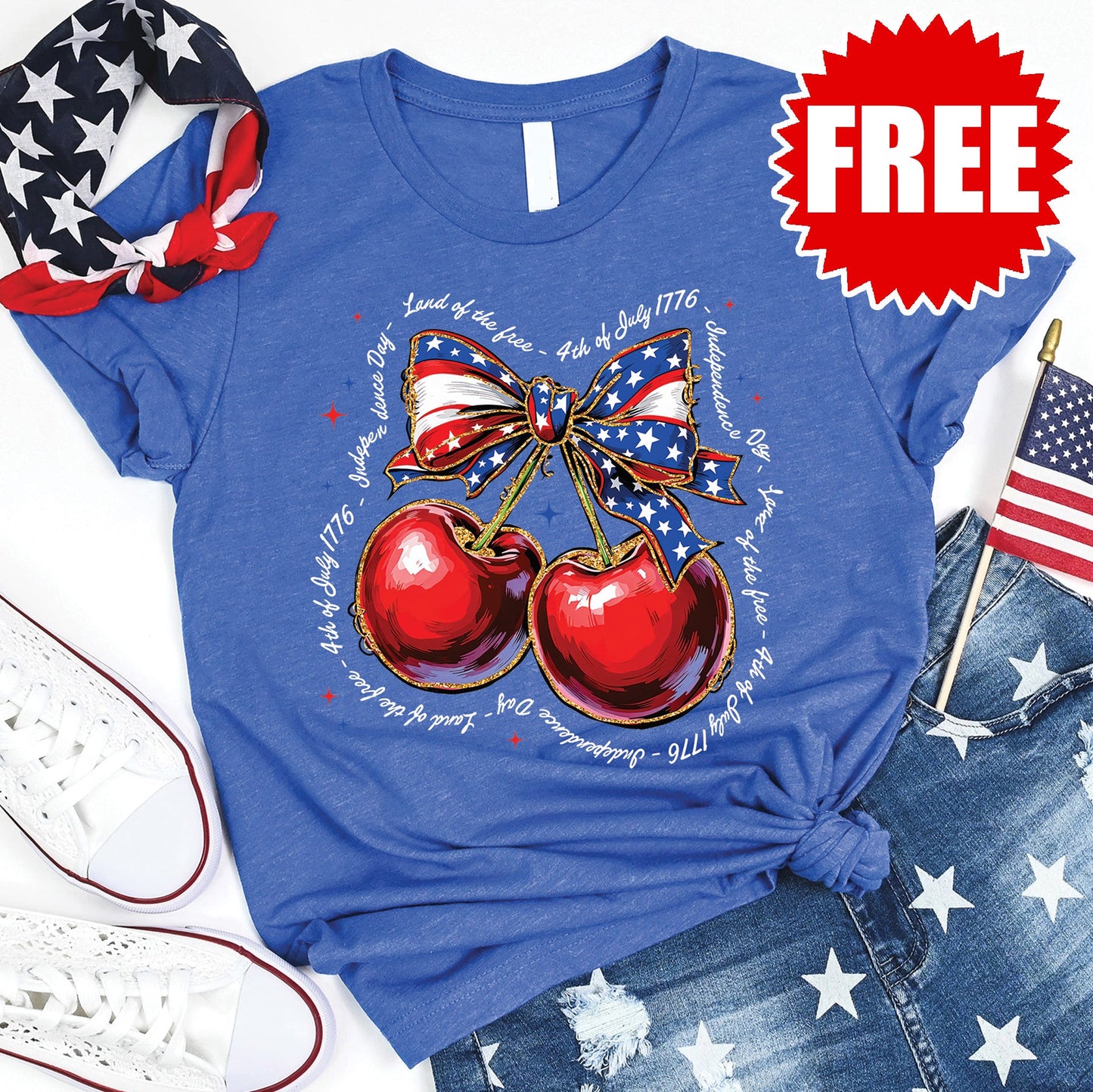 Independence Day Tee - Heather Royal Blue - 0