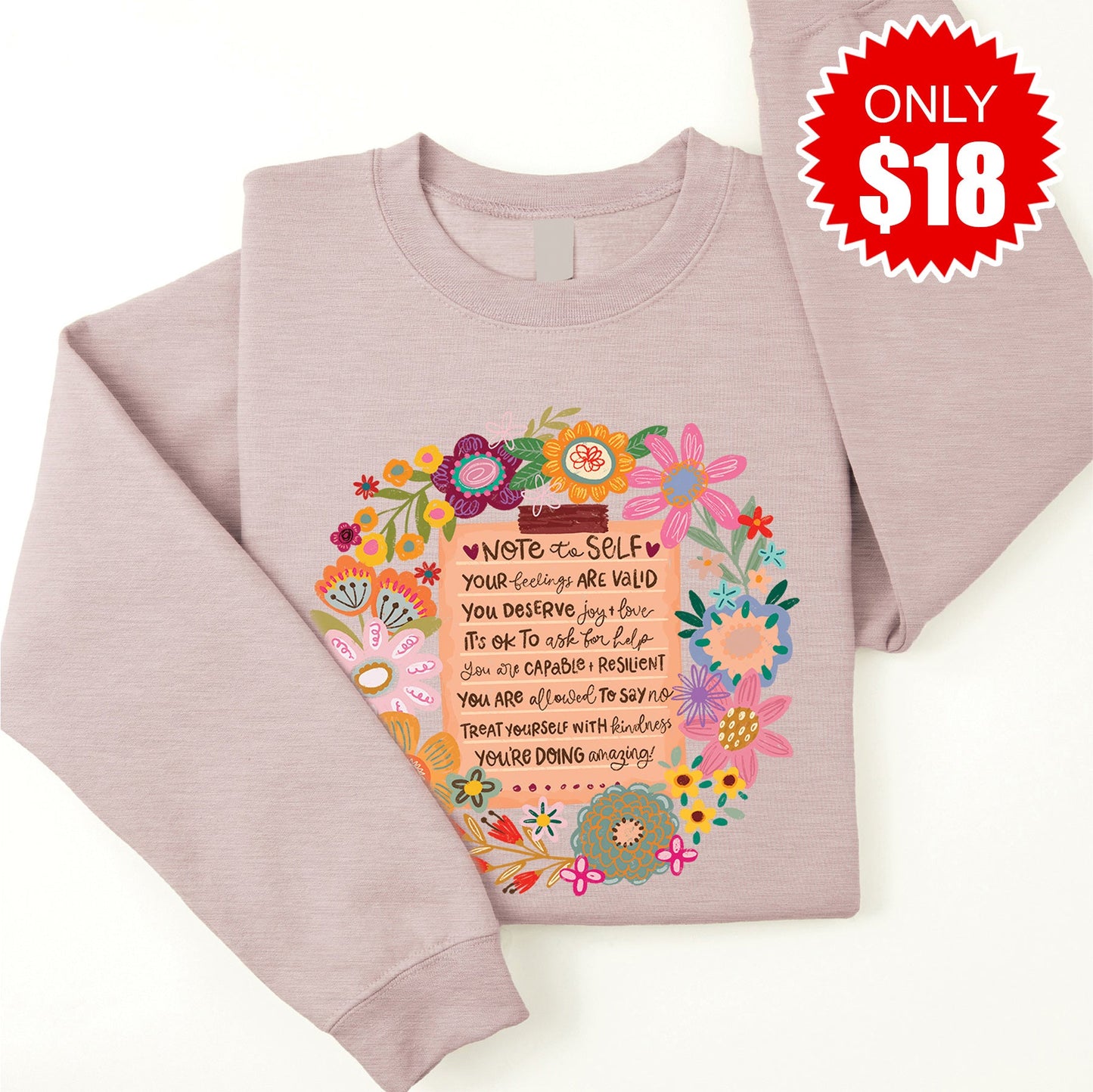 Note to Self Sweatshirt - Heather Pink Gravel - 18