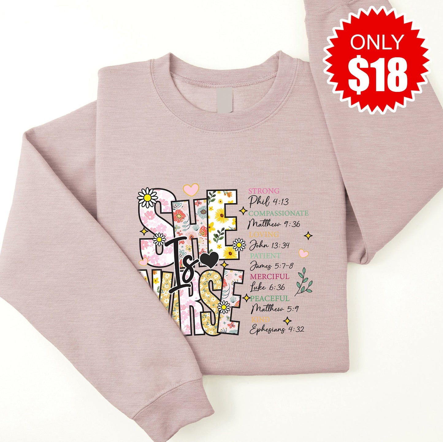 She Is Nurse 2 Sweatshirt - Heather Pink Gravel - 18