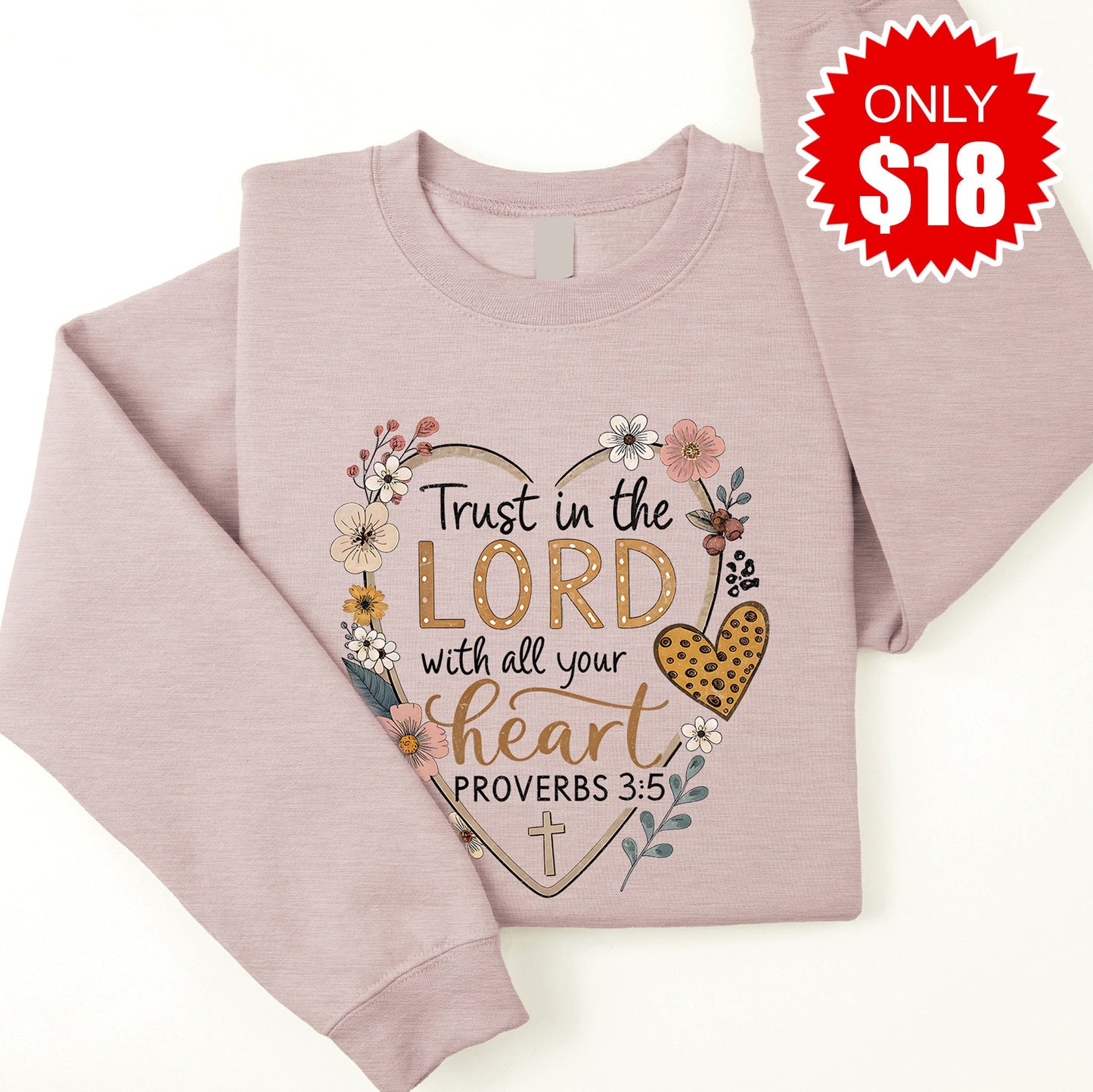 Trust In The Lord Sweatshirt - Heather Pink Gravel - 18