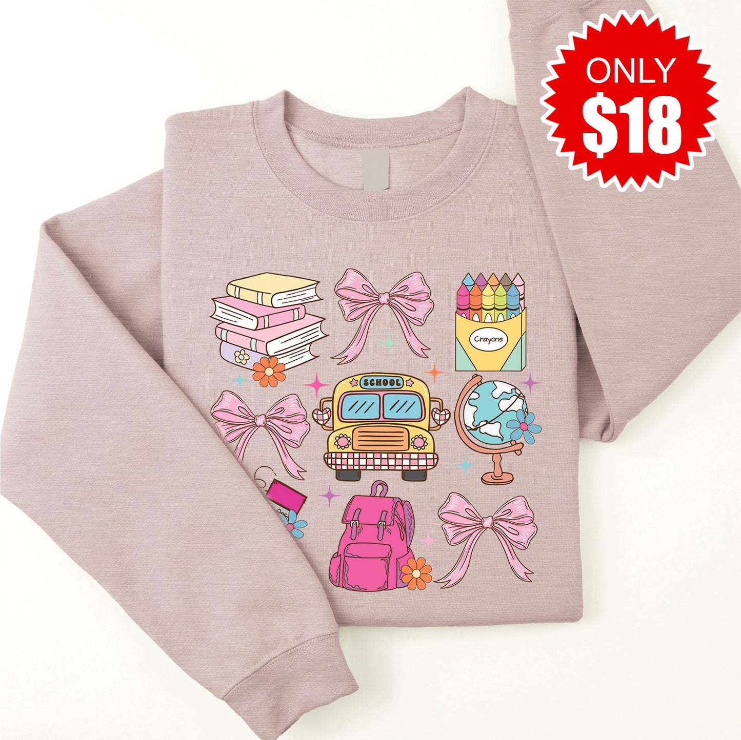 Teacher Life Sweatshirt - Heather Pink Gravel - 18
