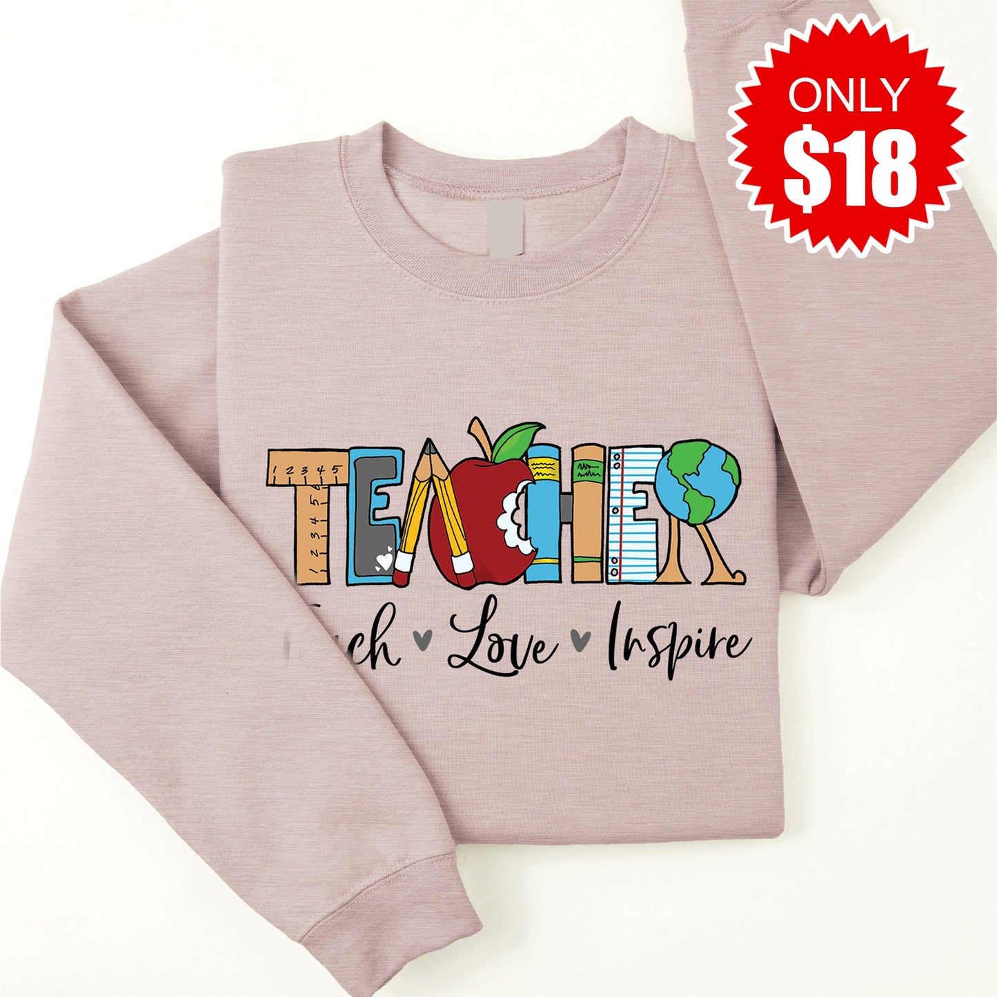 Teach Love Inspire Sweatshirt - Heather Pink Gravel - 18