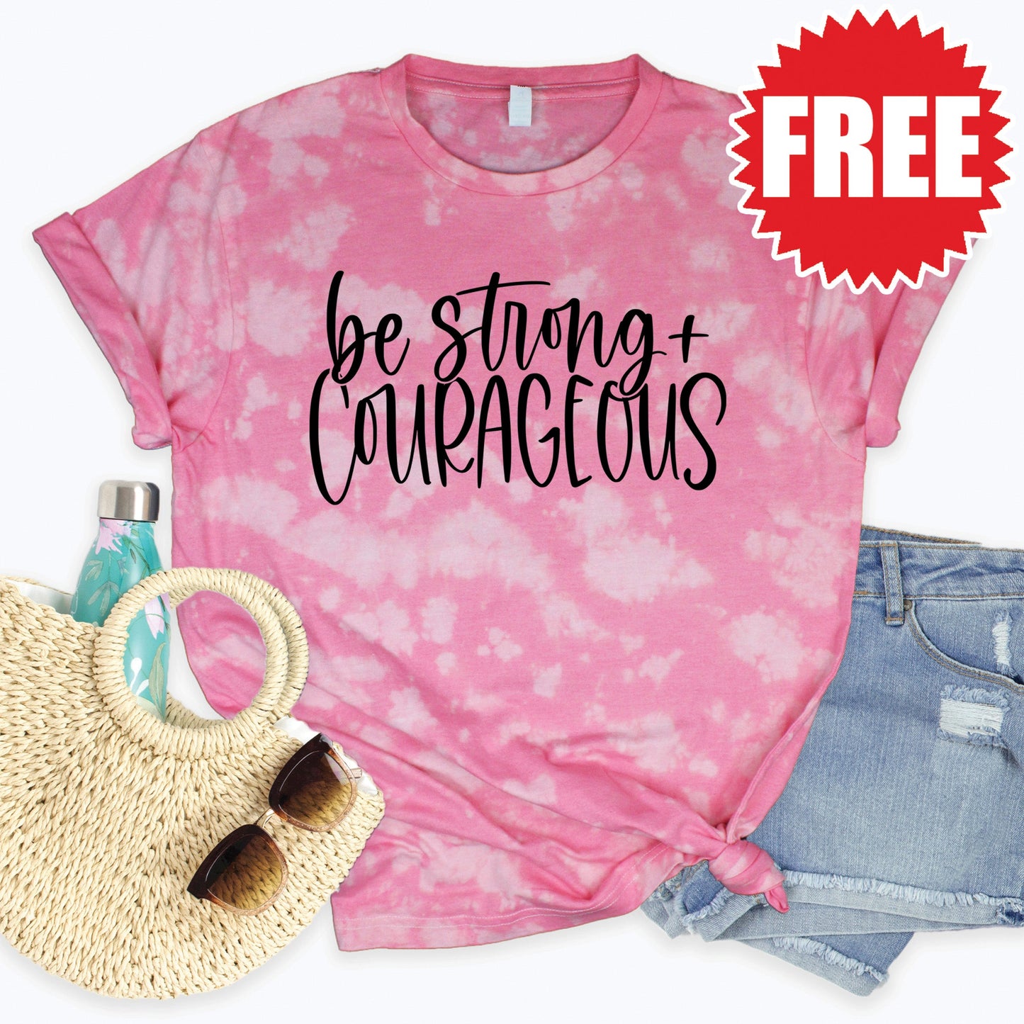 Be Strong Tee - Pink Peony Tie Dye - 0 Style001