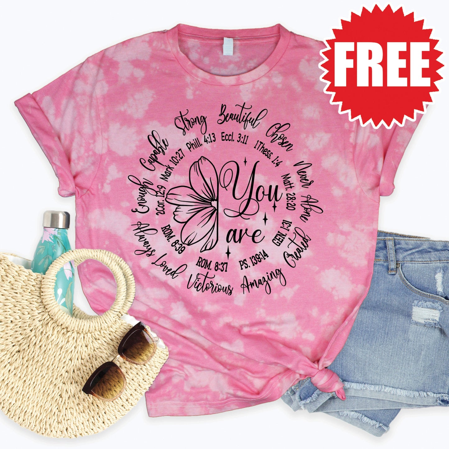 You Are Tee - Pink Peony Tie Dye - 0 Style001