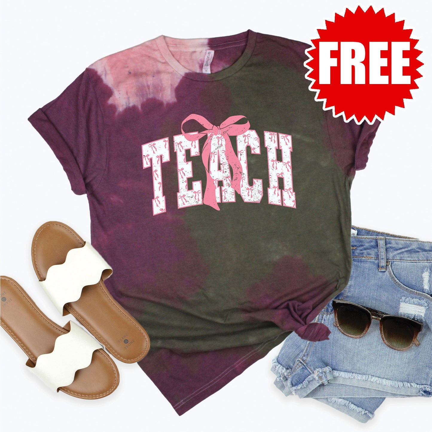 Teach Tee - Plum Haze Tie Dye - FREE