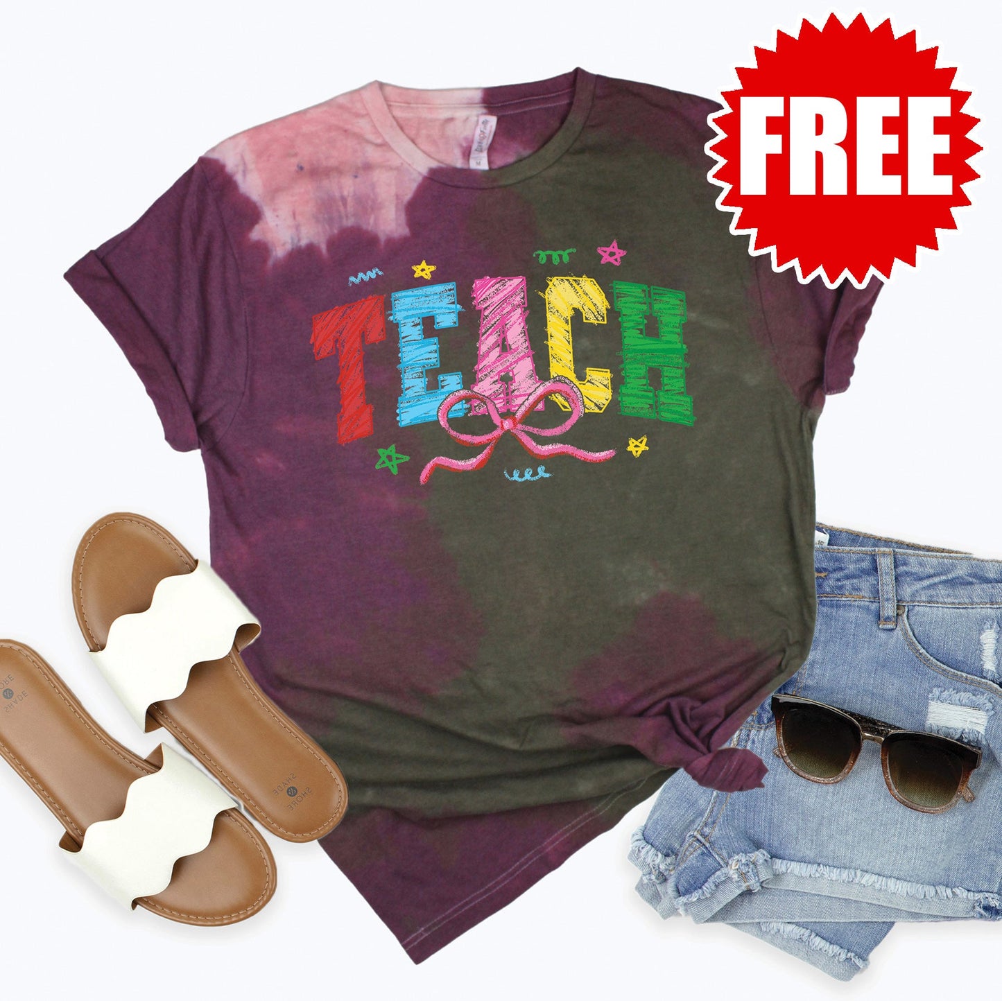 Teach Sketch Tee - Plum Haze Tie Dye - FREE