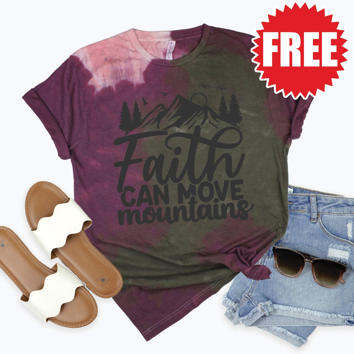 Faith Can Move Mountain Tee - Plum Haze - 0