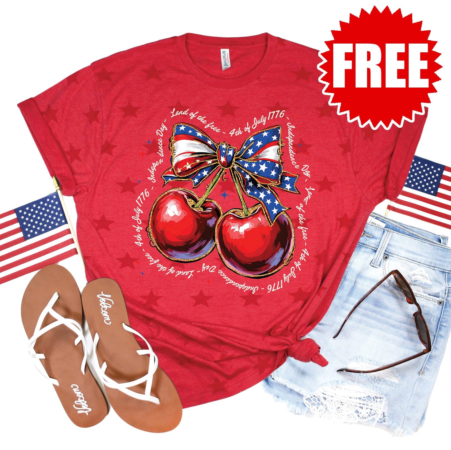 Independence Day Tee - Red Star Print - 0