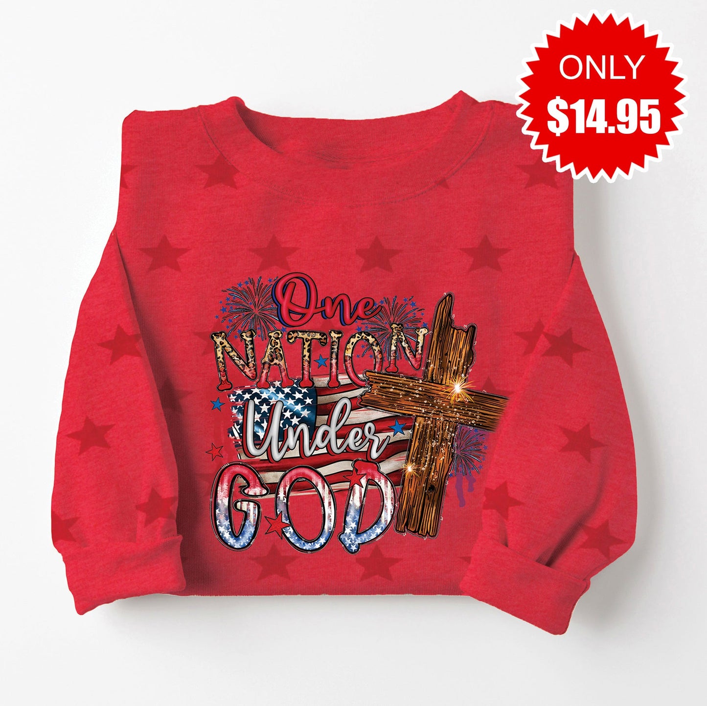 One Nation Sweatshirt - Red Star Print - 14.95
