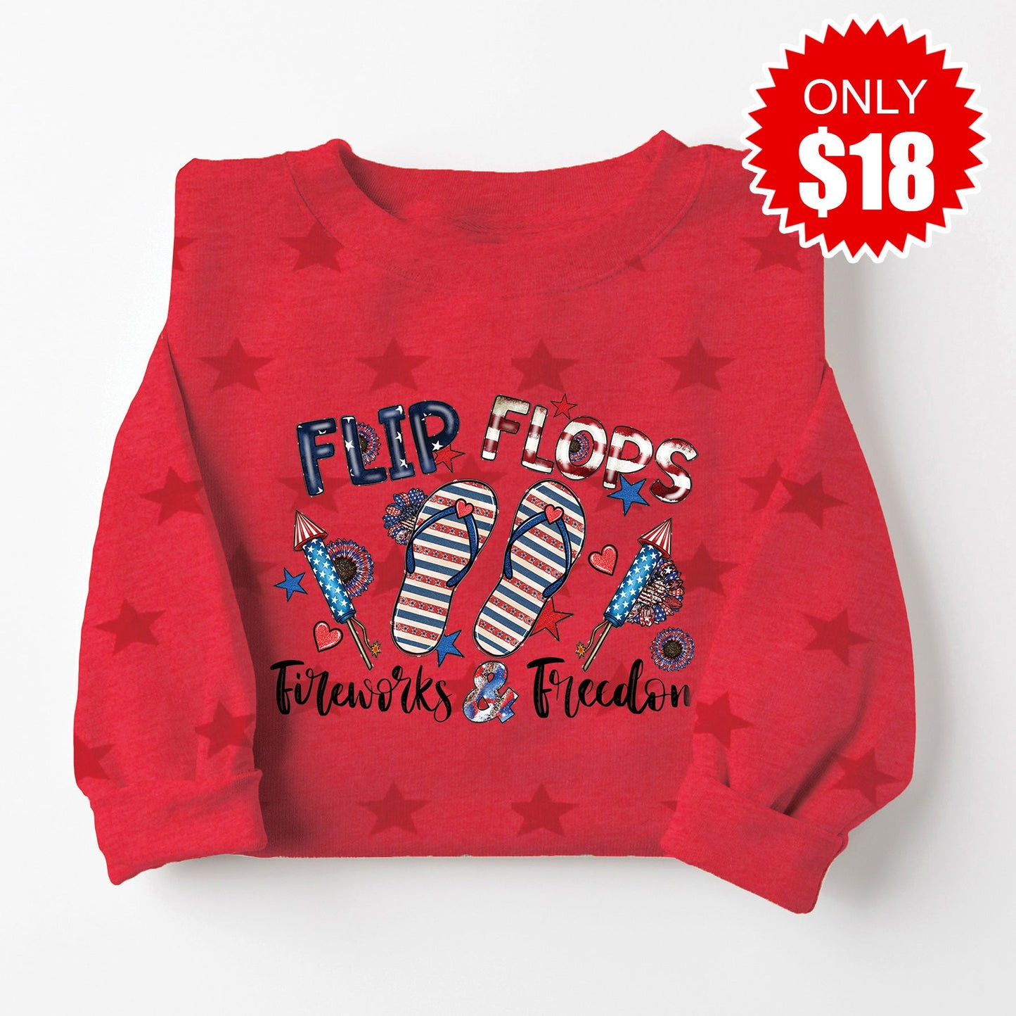 Flip Flops USA Sweatshirt - Red Star Print - 18