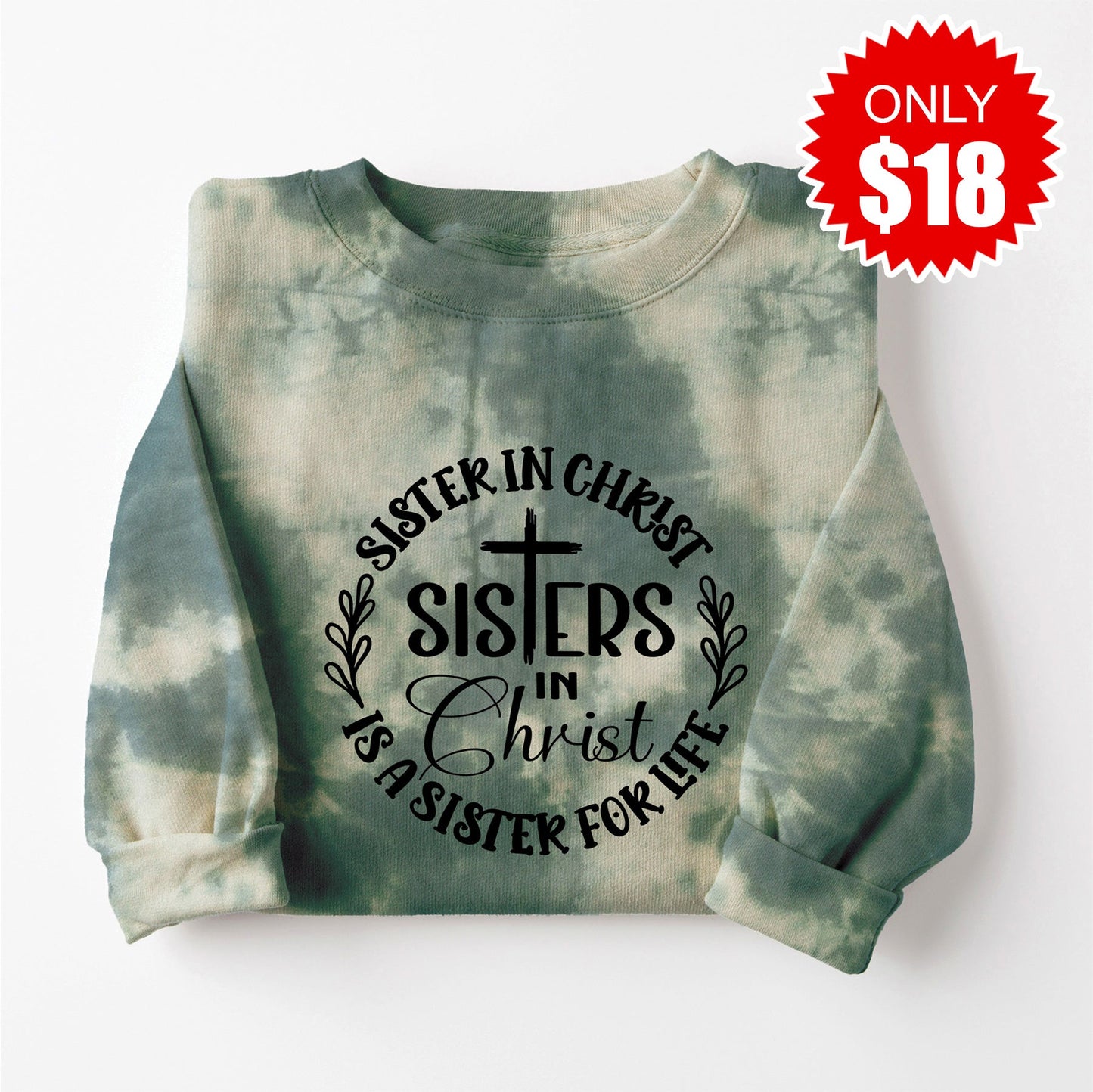 Sisters In Christ Sweatshirt - Sapphirine Tie Dye - 18
