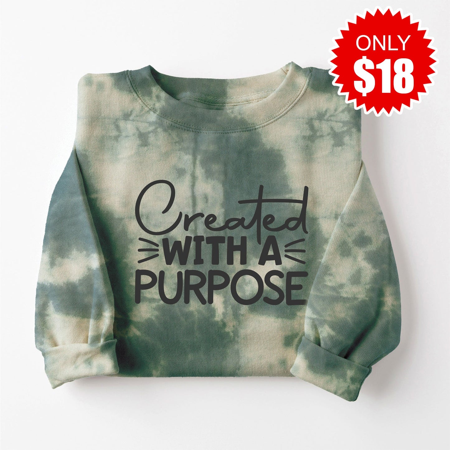Created With A Purpose Sweatshirt - Sapphirine Tie Dye - 18