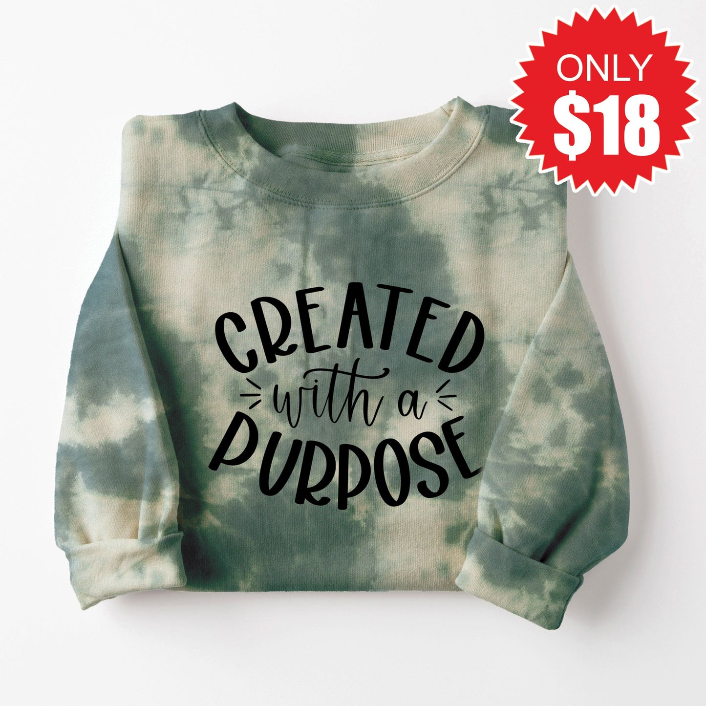 Created With A Purpose Sweatshirt - Sapphirine Tie Dye - 18 Style001