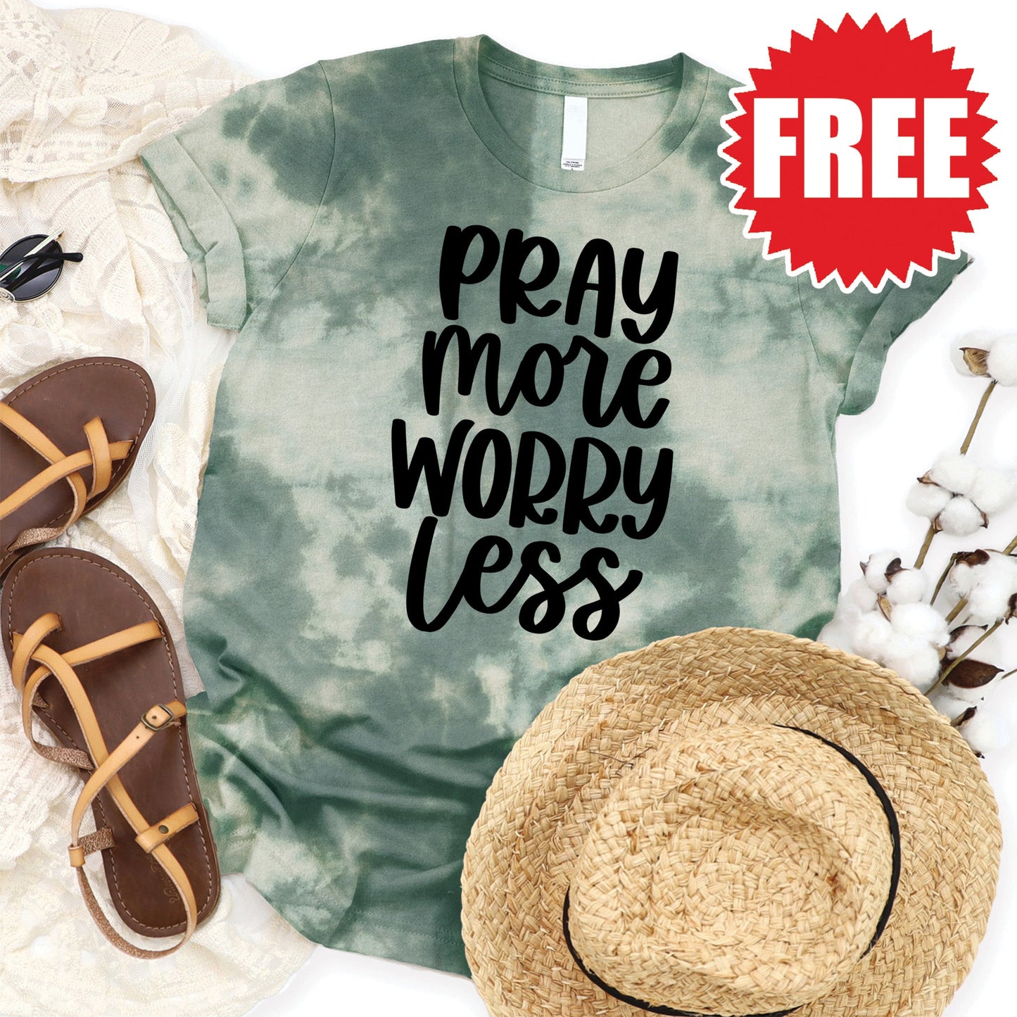 Pray More Tee - Sapphirine Tie Dye - 0