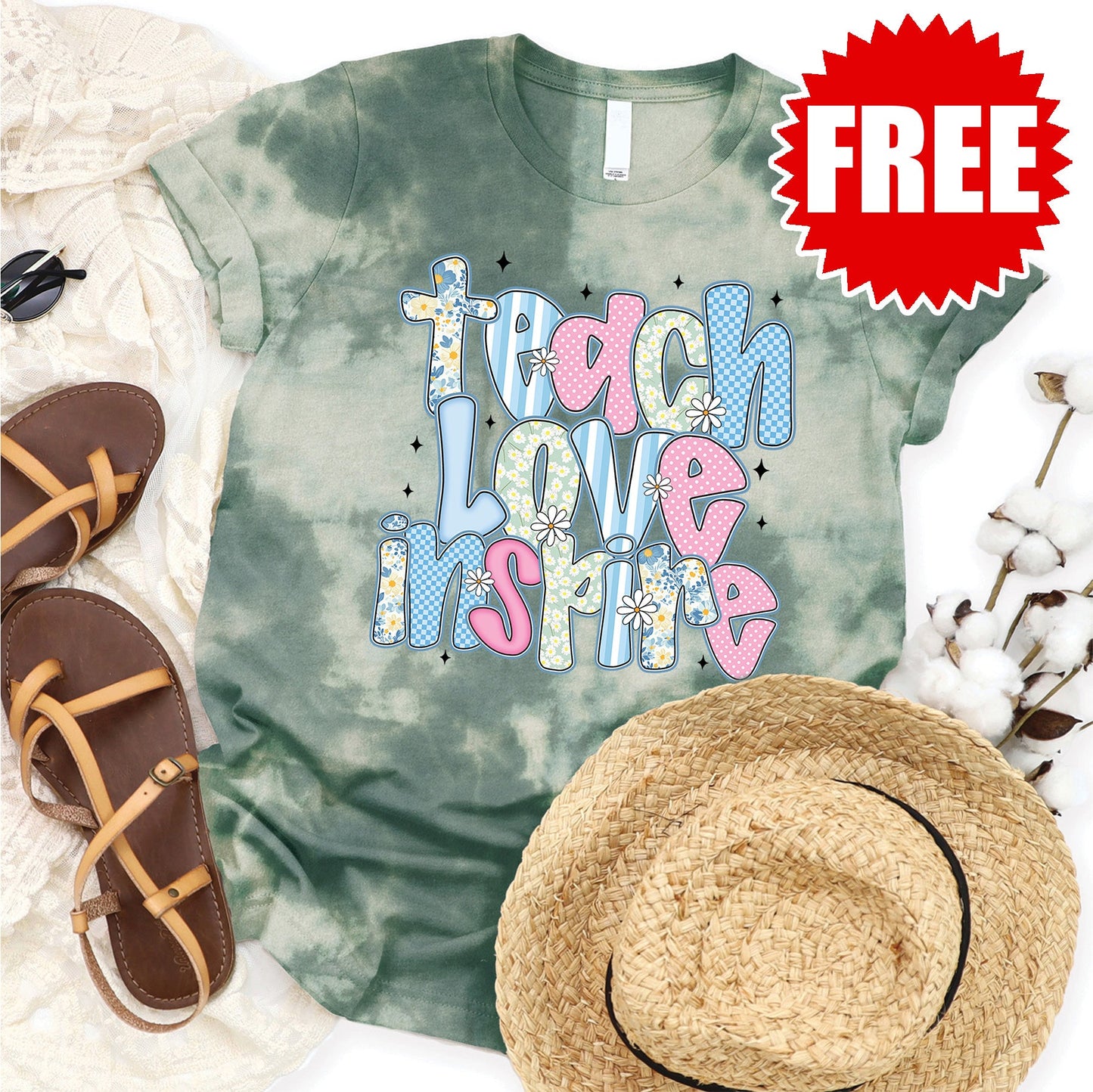 Teach Love Inspire Tee - Sapphirine Tie Dye - 0